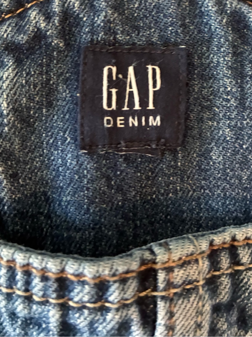 Upcycled Denim Overalls Skirt. Recycled Denim. Blessed. Large*. - Picture 8 of 10